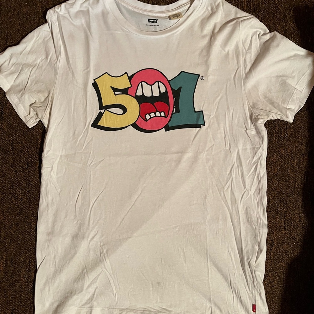Levi's White Tee with Colorful 501 Graphic